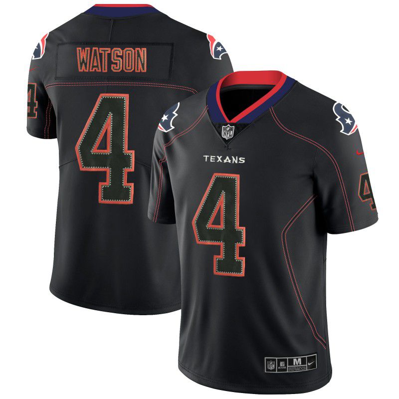 Men Houston Texans #4 Watson Nike Lights Out Black Color Rush Limited NFL Jerseys